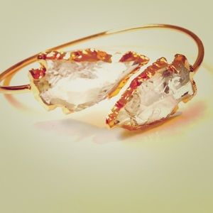 NWT Crystal Arrowhead Bangle 24K Gold Bracelet